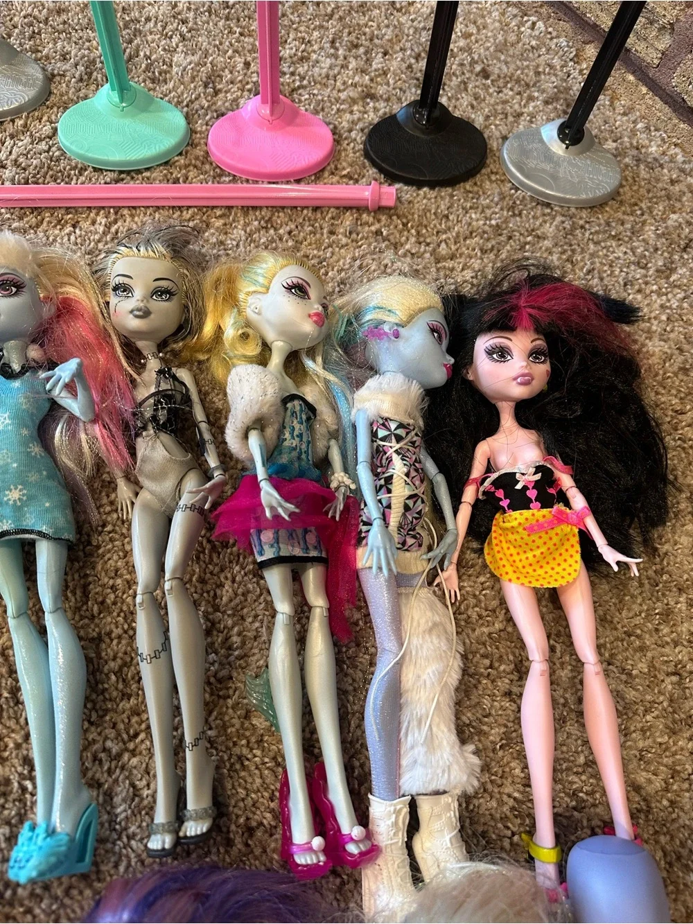 Lot of 11 Assorted Years Monster High Dolls  W Alot Of Accessories &  Stands